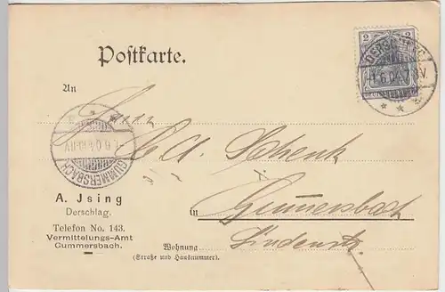 (33812) Postkarte DR 1904 v. A. Jsing, Derschlag