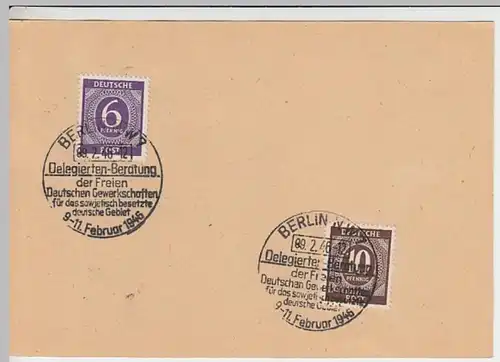 (31027) Feldpostkarte m. SSt Delegierten Beratung FDGB 1946