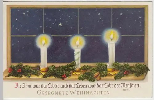 (29739) AK Weihnachten, Kerzen am Fenster, Bibelspruch 1940