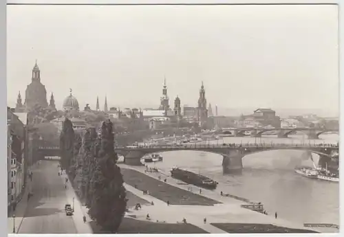 (22533) Foto AK Dresden, Altstädter Elbufer vor 1945, Karte v. 1989