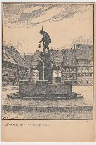 (20789) Künstler AK W. Thiele, Hildesheim, Katzenbrunnen, vor 1945