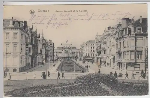 (16644) AK Ostende, Oostende, L'Avenue Leopold et le Kursaal, gel. 1917