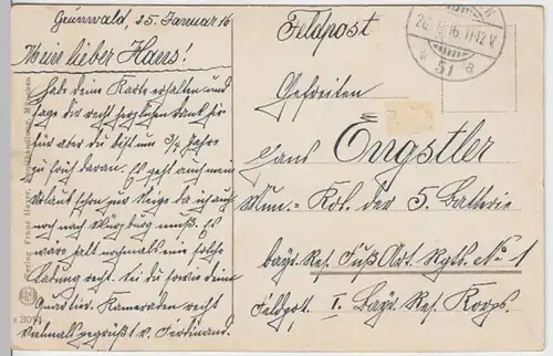 (16387) AK Grünwald, Isartal, Feldpost 1916