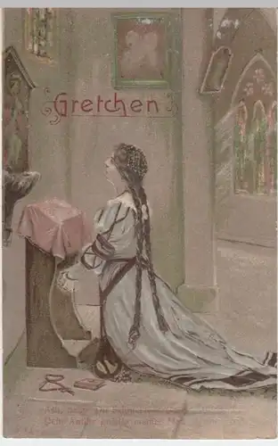 (12122) Künstler AK Gretchen, Ach neige du Schmerzensreiche, Präg. 1914
