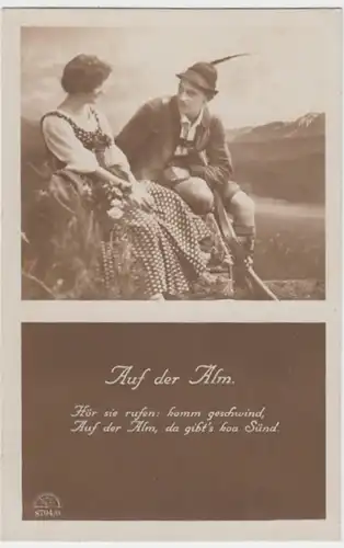 (11098) AK Liebespaar >Auf der Alm< 1920er