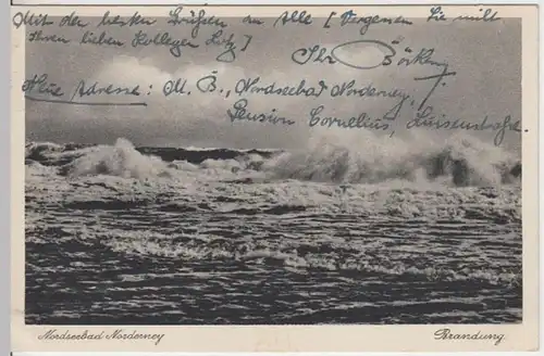 (10693) AK Nordseebad Norderney, Brandung 1932