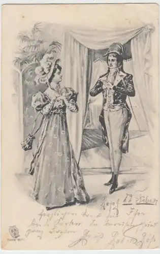 (10145) AK feine Dame, edler Herr, Napoleonzeit, 1901