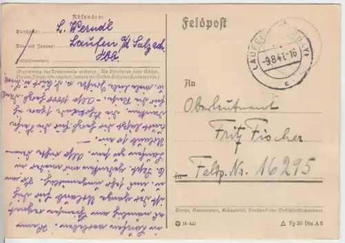 (6146) Feldpostkarte, Feldpost Nr. 16295, 1941