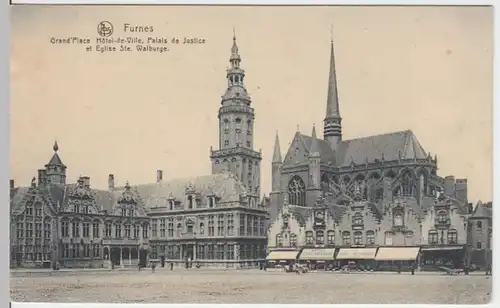 (5200) AK Veurne, Furnes, Rathaus, Belfried, Walburga-Kirche, vor 1945