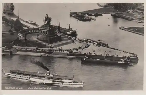 (105) Foto AK Koblenz am Rhein, Luftbild Das Deutsche Eck 1938