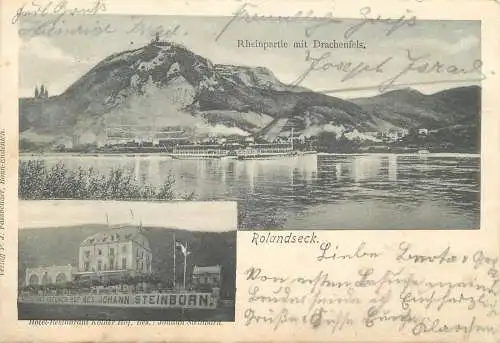 AK - Rheinpartie mit Drachenfels Rolarndseck Hotel Restaurant Kölner Hof