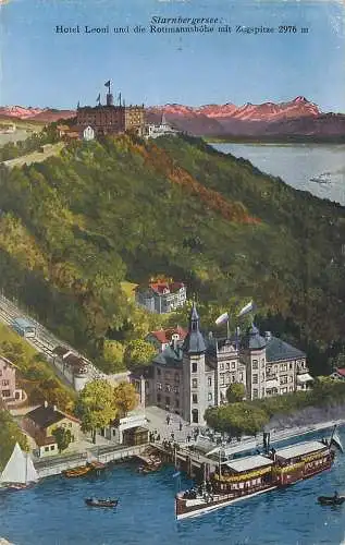 AK - Starnbergsee Hotel Leoni und die Rottmannshöhe mit Zugspitze