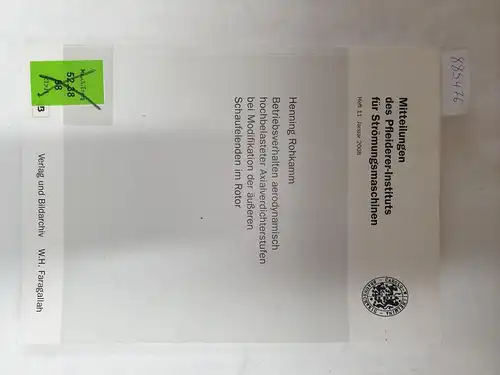 Rohkamm, Henning: Betriebsverhalten aerodynamisch hochbelasteter Axialverdichterstufen bei Modifikation der äußeren Schaufelenden im Rotor 
 Mitteilungen des Pfleiderer Instituts für Strömungsmaschinen -  Heft 11 (Jan. 2008). 
