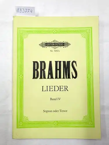 Lieder für Singstimme und Klavier  Band IV - Sopran oder Tenor