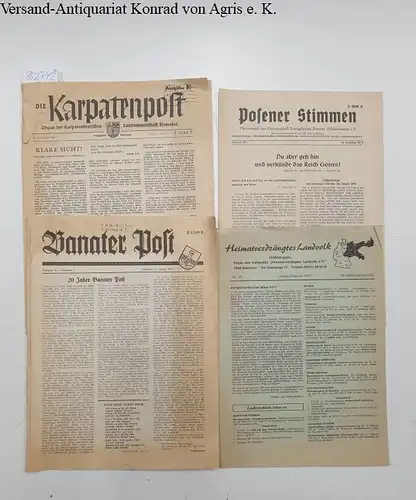 Bund der Vertriebenen: Konvolut Zeitschriften der Vertriebenenverbände: Heimatverdrängtes Landvolk 1977, Posener Stimmen 1977, Die Karpatenpost 1977, Banater Post 1977. 