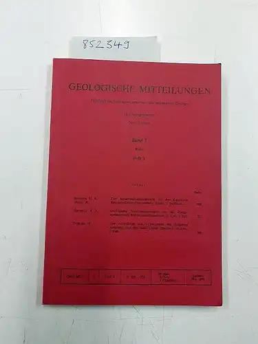 Breddin, Hans (Hrsg.): Geologische Mitteilungen - Band 7, Heft 3. 