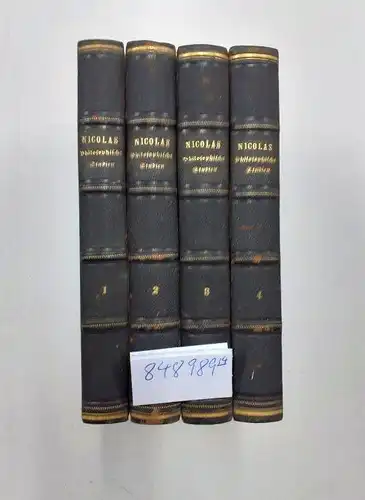 Nicolas, August: Philosophische Studien über das Christentum, aus dem Französischen nach der 7, Auflage übersetzt; Komplett/vollständig
 Band 1-4 komplett. 