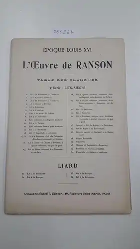 Guérinet, Armand: L'OEuvre de Ranson
 Èpoque Louis XVI. 