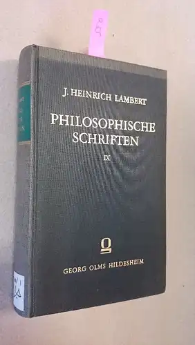 Lambert, Johann Heinrich: Philosophische Schriften Band 09: Briefwechsel. Berlin 1782. 