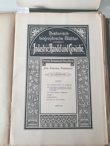 Eckstein, Julius und Helmuth von Maltzahn-Gültz: Historisch-biographische Blätter : Die Provinz Pommern : Industrie, Handel und Gewerbe. 