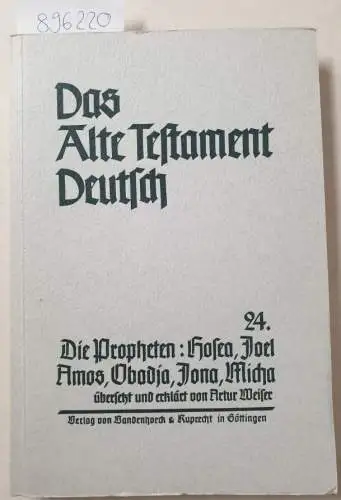 Weiser, Artur (Übers.): Das Buch der zwölf Kleinen Propheten, I: Die Propheten Hosea, Joel, Amos, Obadja, Jona, Micha. Übersetzt und erklärt von Artur Weiser
 (Das Alte Testament Deutsch, Teilband 24). 