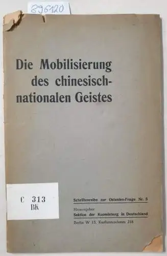 Sektion der Kuomintang in Deutschland: Die Mobilisierung des chinesisch-nationalen Geistes : Japanische Monopole in China : Gerneralissimus Chiang Kaishek widerlegt Konoyes Erklärung
 (=Schriftenreihe zur Ostasienfrage, Nr. 5). 