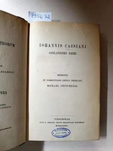 Academia Scientiarum Austriaca (Hrsg.): Corpus Scriptorum Ecclesiasticorum Latinorum : Vol. XIII : Iohannis Cassiani Consolationes XXIIII 
 (Hrsg. Michael Petschenig). 
