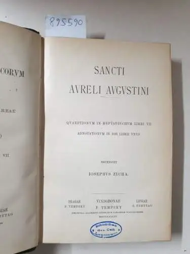 Academia Scientiarum Austriaca (Hrsg.): Corpus Scriptorum Ecclesiasticorum Latinorum : Vol. XXVIII : Sect. III Pars 3 : Sancti Aureli Augustini 
 Quaestionum in Heptateuchum Libri VII, Adnotationum in Iob Liber Unus : (Hrsg. Joseph Zycha). 