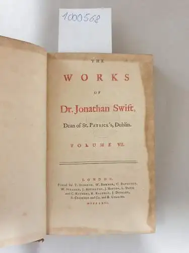 Swift, Jonathan: Works of Dr. Jonathan Swift, Dean of St. Patrick´s, Dublin. Volume VII. 