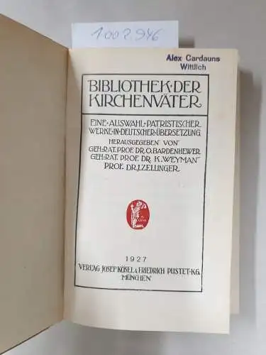 Gregor, von Nyssa: (Werke,Teils.) Des heiligen Bischofs Gregor von Nyssa ausgewählte Schriften aus dem griech. übers. 