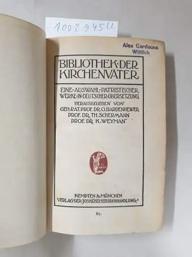 Baer, Julius: Des heiligen Kirchenvaters Caecilius Cyprianus sämtliche Schriften - I. und II. Band. 