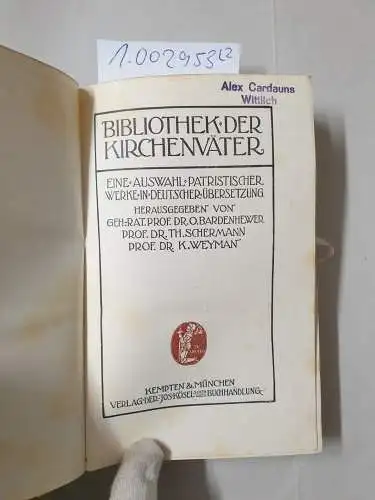 Bardenhewer (Hrsg.), O: Des Eusebius von Cäsarea ausgewählte Schrifter aus dem Griechischen übersetzt. 