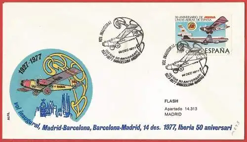 Spanien (Espagne) FDC 1977 - Mi 2340 - YT 2093 - Iberia Flugzeuge ( Avions - Airplanes ) 