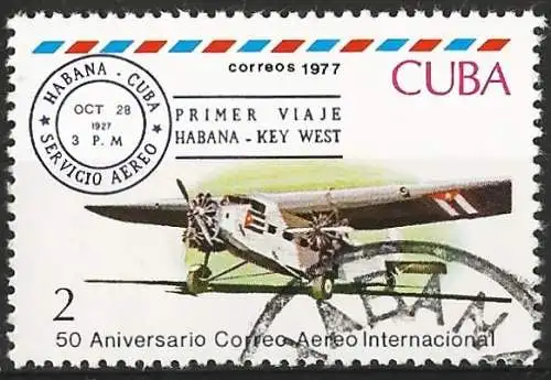 Cuba 1977 - Mi 2249 - YT 2027 - Dreimotoriges Flugzeug Ford 5-AT )