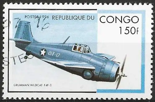 Kongo (Braz)1996 - Mi 1485 - YT 1026P - Kampfjet Grumman F4F-3 Wildcat