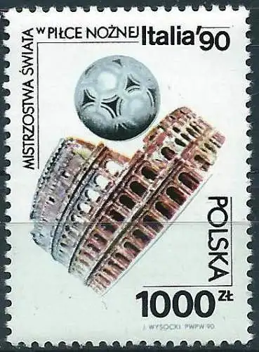 Polen 1990 - Mi 3262 - YT 3073 - Fußball-WM in Italien - MNH