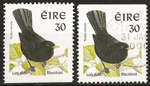 Irland 1998 - Mi 1051 IyFo & IyFu - YT 1058a - Vogel : Amsel - Gezähnt 14 x 15 - Phosphorrahmen