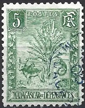 Madagaskar 1903 - Mi 62 - YT 66 - Zebu und Ravenala