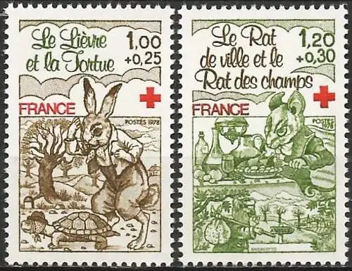 Frankreich 1978 – Mi 2129/30 - YT 2024/25 - Rotes Kreuz - MNH