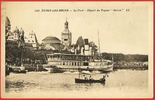 [Ansichtskarte] France - Haute-Savoie ( 74 ) Evian-les-Bains : Le port et le bateau "Savoie" / Frankreich. 