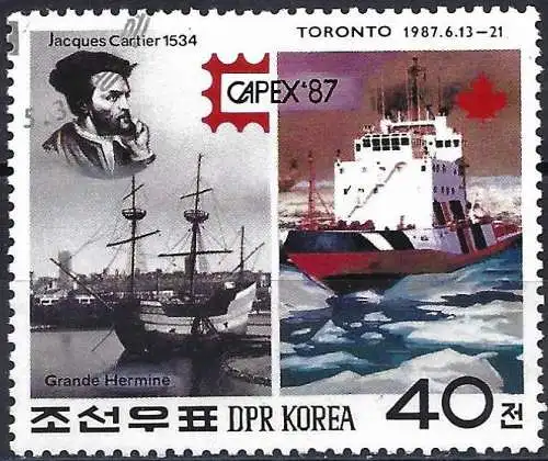 Korea-Nord 1987 - Mi 2850 - YT 1898 - Philatelistische Ausstellung CAPEX 87 - Jacques Cartier & Schiffe