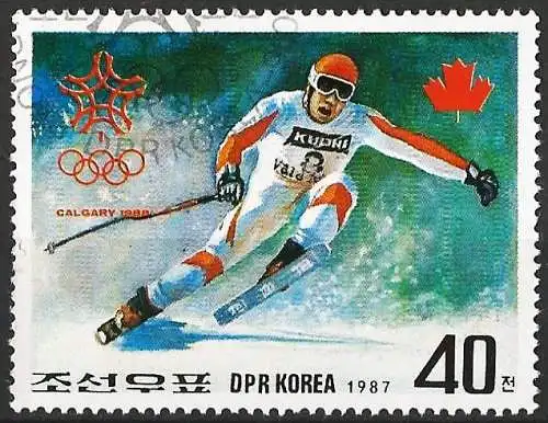 Korea-Nord 1987 - Mi 2881 - YT 1925 - Olympische Spiele in Calgary: Skifahren