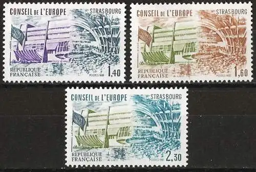 Frankreich 1974 - Mi CE 27/29 - YT S 65/65 - Diensmarke : Europäischer Rat - MNH - Komplette Serie