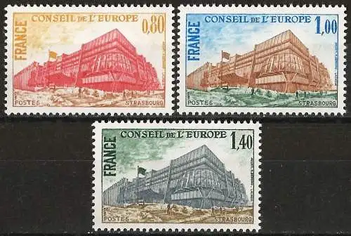 Frankreich 1977 - Mi CE 20/22 - YT S 53/55 - Diensmarke : Europäischer Rat - MNH - Komplette Serie