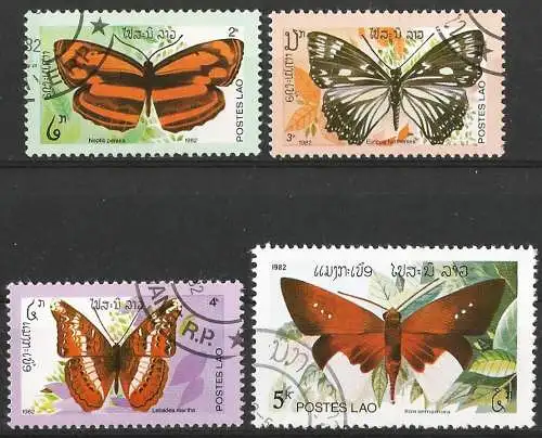 Laos 1982 - Mi 555/58 - YT 407/10 - Schmetterling