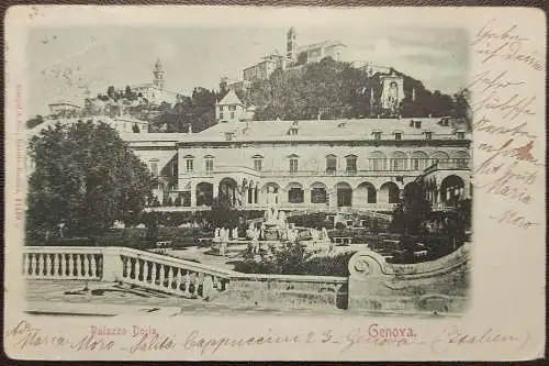 [Echtfotokarte schwarz/weiß] Genova (Genua) in Italien, Palazzo Doria. 