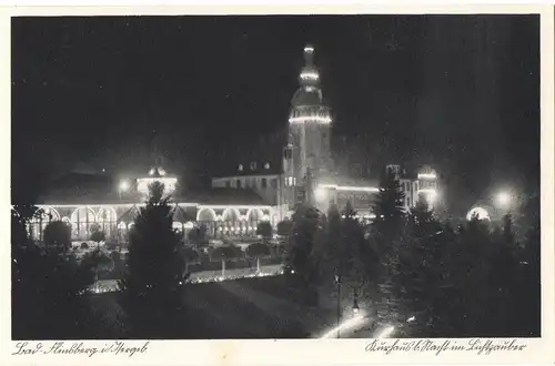 [Ansichtskarte] Bad Flinsberg im Isergebirge, Kurhaus bei Nacht im Lichtzauber, Isergebirgs-Heimkarte- (echt Kupfertiefdruck)siehe Scan. 