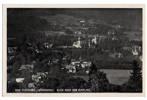 [Ansichtskarte] Bad Flinsberg (Isergebirge), Blick nach dem Kurplatz ,gelaufen mit Text und gestempelter Briefmarke auf der Rückseite - siehe Scan. 