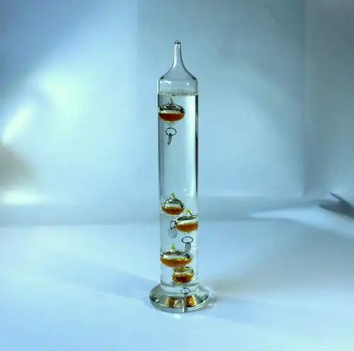 Großes Galileo Glas Thermometer - mundgeblasenes Glaskunst-Objekt - Vintage aus den 1980ern