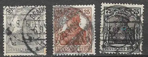 Deutsches Reich 1918 Nr 102 103b 104 Gestempelt (Posten) Ohne Gummierung (*) Rundstempel (Datum und/oder Ort klar)